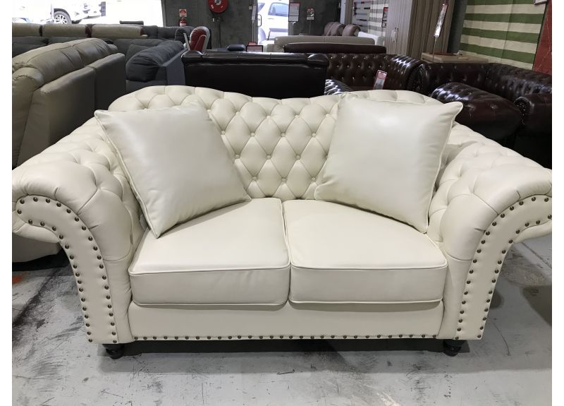 St Kilda Chesterfield Style Fabric 2 Seater Lounge Suite